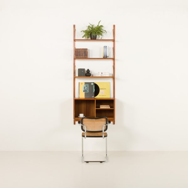 Danish home office shelving unit with a secretaire in the style of Poul Cadovius, 1960s