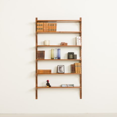 25067 Scandinavian mid century renovated teak shelving unit, 1960s-1 Scandinavian mid century extra wide teak shelving unit, 1960s