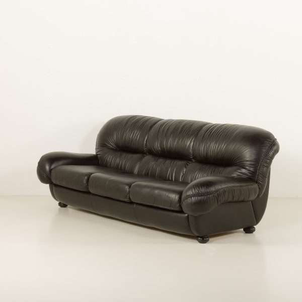 Włoska skórzana sofa mid-century, Linea Valentini, lata 80.