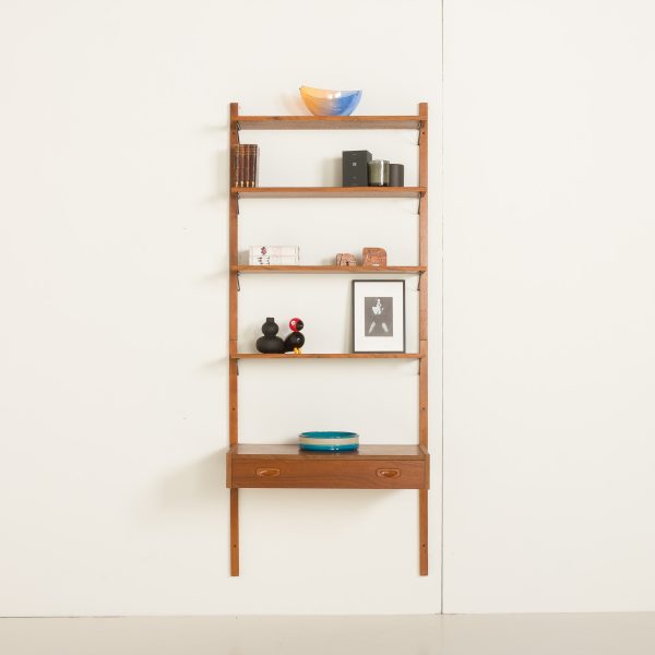 Danish mid-century home office shelving unit with a desk, 1960s