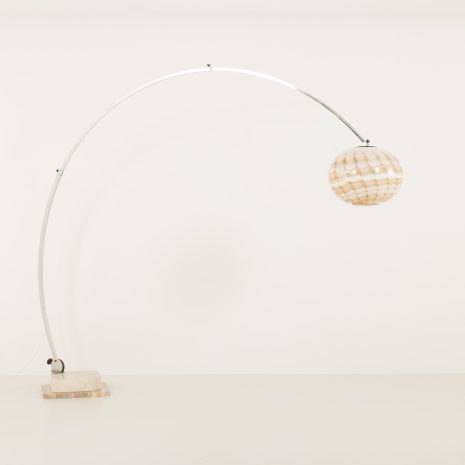 Duża Lampa łukowa z kloszem Murano, styl mid century modern, lata 70.