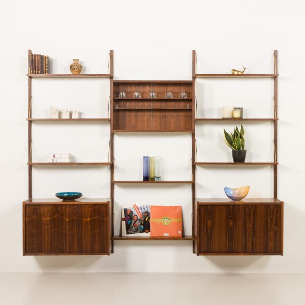 Danish rosewood wall unit by Preben Sorensen for PS System Randers, 1960s