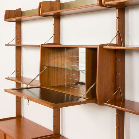 25077 Ergo freestanding three bay teak wall unit with bar cabinet byJohn Texmon, Norway 1960s-12 25077 Ergo freestanding three bay teak wall unit with bar cabinet byJohn Texmon, Norway 1960s-12