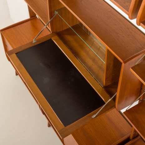 25077 Ergo freestanding three bay teak wall unit with bar cabinet byJohn Texmon, Norway 1960s-15 25077 Ergo freestanding three bay teak wall unit with bar cabinet byJohn Texmon, Norway 1960s-15