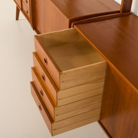 25077 Ergo freestanding three bay teak wall unit with bar cabinet byJohn Texmon, Norway 1960s-22 25077 Ergo freestanding three bay teak wall unit with bar cabinet byJohn Texmon, Norway 1960s-22