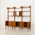 25077 Ergo freestanding three bay teak wall unit with bar cabinet byJohn Texmon, Norway 1960s-4
