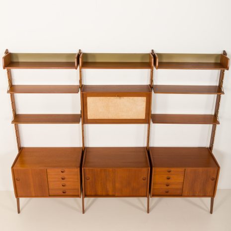 25077 Ergo freestanding three bay teak wall unit with bar cabinet byJohn Texmon, Norway 1960s-8 25077 Ergo freestanding three bay teak wall unit with bar cabinet byJohn Texmon, Norway 1960s-8