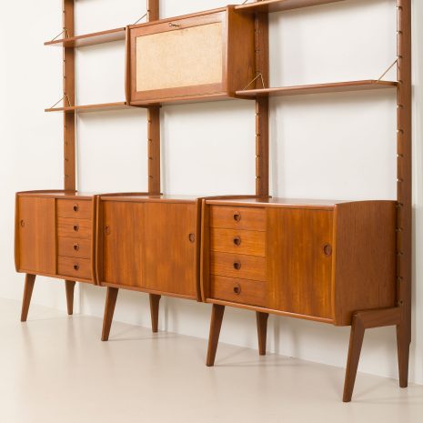 25077 Ergo freestanding three bay teak wall unit with bar cabinet byJohn Texmon, Norway 1960s-9 25077 Ergo freestanding three bay teak wall unit with bar cabinet byJohn Texmon, Norway 1960s-9