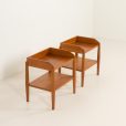 25083 Pair of mid century minimalist nighstands, bedside tables in solid teak, Denmark 1970s-10