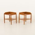 25083 Pair of mid century minimalist nighstands, bedside tables in solid teak, Denmark 1970s-3