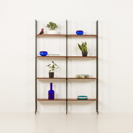 Italian free standing two bay shelving unit or room divider, 1970s