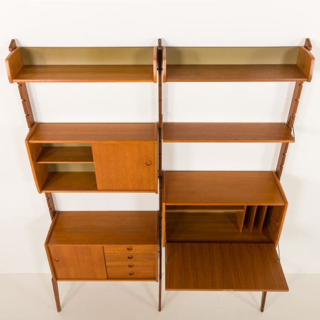 25089 Scandinavian vintage teak wall unit -Ergo- by John Texmon with a hidden desk, Norway 1960s-10 25089 Scandinavian vintage teak wall unit -Ergo- by John Texmon with a hidden desk, Norway 1960s-10