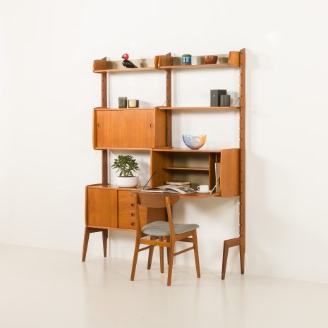 25089 Scandinavian vintage teak wall unit -Ergo- by John Texmon with a hidden desk, Norway 1960s-2 25089 Scandinavian vintage teak wall unit -Ergo- by John Texmon with a hidden desk, Norway 1960s-2