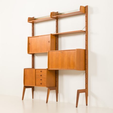 25089 Scandinavian vintage teak wall unit -Ergo- by John Texmon with a hidden desk, Norway 1960s-21 25089 Scandinavian vintage teak wall unit -Ergo- by John Texmon with a hidden desk, Norway 1960s-21