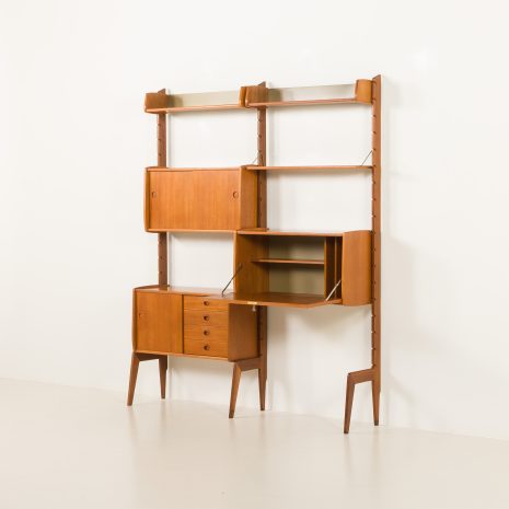 25089 Scandinavian vintage teak wall unit -Ergo- by John Texmon with a hidden desk, Norway 1960s-3 25089 Scandinavian vintage teak wall unit -Ergo- by John Texmon with a hidden desk, Norway 1960s-3