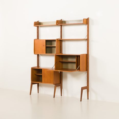 25089 Scandinavian vintage teak wall unit -Ergo- by John Texmon with a hidden desk, Norway 1960s-4 25089 Scandinavian vintage teak wall unit -Ergo- by John Texmon with a hidden desk, Norway 1960s-4