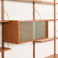 25092 Preben Sorensen PS System three bay teak wall unit, Randers, Denmark 1960s-10