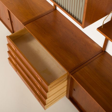25092 Preben Sorensen PS System three bay teak wall unit, Randers, Denmark 1960s-16 25092 Preben Sorensen PS System three bay teak wall unit, Randers, Denmark 1960s-16