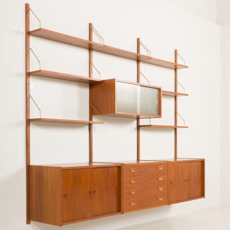 25092 Preben Sorensen PS System three bay teak wall unit, Randers, Denmark 1960s-20 25092 Preben Sorensen PS System three bay teak wall unit, Randers, Denmark 1960s-20