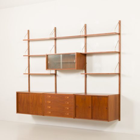 25092 Preben Sorensen PS System three bay teak wall unit, Randers, Denmark 1960s-3 25092 Preben Sorensen PS System three bay teak wall unit, Randers, Denmark 1960s-3