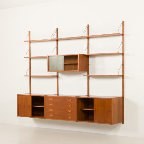 25092 Preben Sorensen PS System three bay teak wall unit, Randers, Denmark 1960s-4 25092 Preben Sorensen PS System three bay teak wall unit, Randers, Denmark 1960s-4