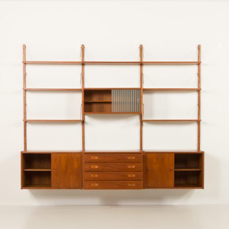25092 Preben Sorensen PS System three bay teak wall unit, Randers, Denmark 1960s-6 25092 Preben Sorensen PS System three bay teak wall unit, Randers, Denmark 1960s-6