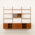 25092 Preben Sorensen PS System three bay teak wall unit, Randers, Denmark 1960s-7
