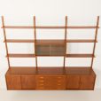 25092 Preben Sorensen PS System three bay teak wall unit, Randers, Denmark 1960s-9