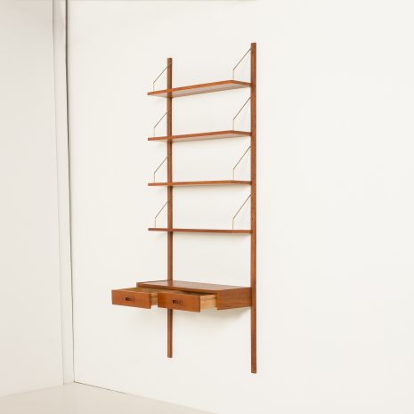 25093 Danish teak wall unit with a console in a stye of Poul Cadovius, 1960s-4 25093 Danish teak wall unit with a console in a stye of Poul Cadovius, 1960s-4