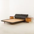 25104 Afra and Tobia Scarpa for Molteni _Marlo_ Bed with Nightstands in Walnut and Black Leather, Italy 1970s-9