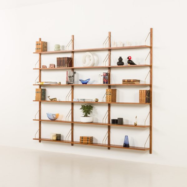 Danish mid century renovated teak modular shelving unit in the style of Poul Cadovius