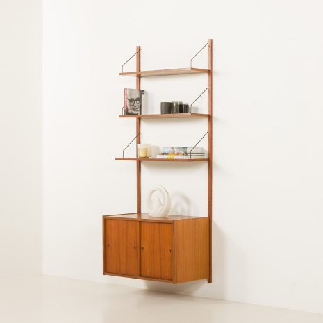 25132 Preben Sorensen, PS System one bay wall unit in teak, Randers, Denmark, 1960s-3 25132 Preben Sorensen, PS System one bay wall unit in teak, Randers, Denmark, 1960s-3