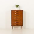 Rare mid century vintage teak chest of drawers with sculptural handles, Denmark, 1960s