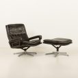 25140 Vintage Lounge Chair with Stool by André Vandenbrouck for Strassle model - King -,Switzerland, 1960s-2