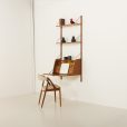 Danish mid century home office wall unit in teak, 1960s