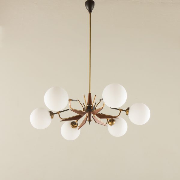 Italian mid century chandelier in the style of Arredoluce, 1960s