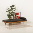 25063 Danish teak daybed in black leather - mid century modern - 1960s-1