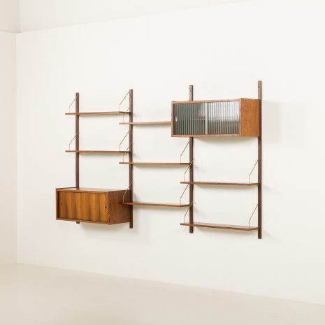 25074 Preben Sorensen three-bay rosewood shelving unit, Denmark, 1960s-3 25074 Preben Sorensen three-bay rosewood shelving unit, Denmark, 1960s-3