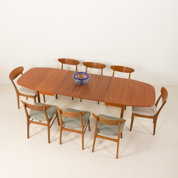 Danish vintage renovated drop leaf teak table, 1960s