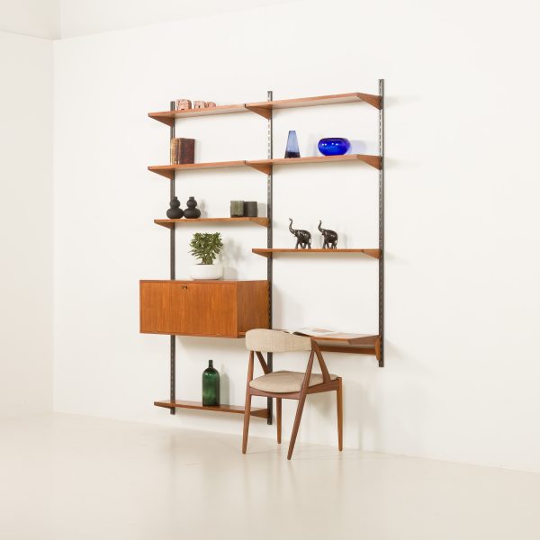 Kai Kristiansen teak wall unit with a hidden desk for FM Mobler, Denmark 1960s
