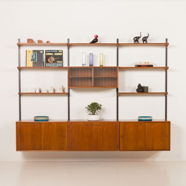 Kai Kristiansen mid century modern teak wall unit for FM Mobler, Denmark 1960s