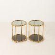 Hollywood Regency style mid century brass side tables, set of 2 , Italy 1970s