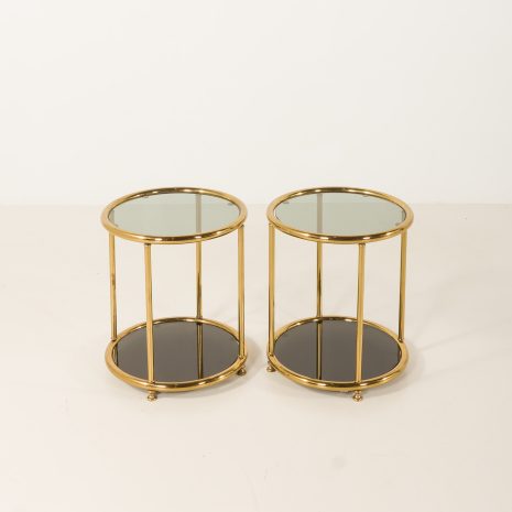 Hollywood Regency style mid century brass side tables, set of 2 , Italy 1970s