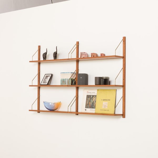 Scandinavian vintage teak shelving unit in the style of Poul Cadovius, set of 6 shelves, 1970s