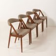 Kai Kristiansen Modell 31 Teakholzstühle mit natürlicher Wolle, 4er Set, Dänemark 1960er