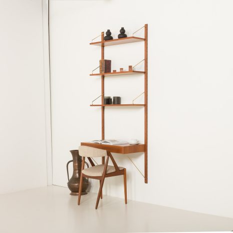 25128 Poul Cadovius one bay teak wall unit-2 Dänisches Regal für das Homeoffice mit Schreibtisch, zugeschrieben an Poul Cadovius, Norwegen, 1970er Jahre