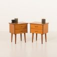 Para duńskich szafek nocnych vintage z lat 60 z drewna tekowego w stylu mid-century modern.