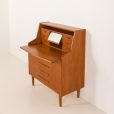 25175 Danish teak mid century modern secretaire cabinet with a desk and vanity, 1960s-22