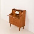 25175 Danish teak mid century modern secretaire cabinet with a desk and vanity, 1960s-8