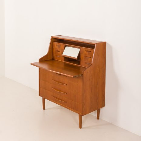 25175 Danish teak mid century modern secretaire cabinet with a desk and vanity, 1960s-8 25175 Danish teak mid century modern secretaire cabinet with a desk and vanity, 1960s-8